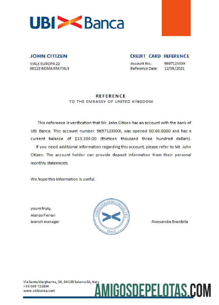 Referência Itália Ubi Banca exemplo real